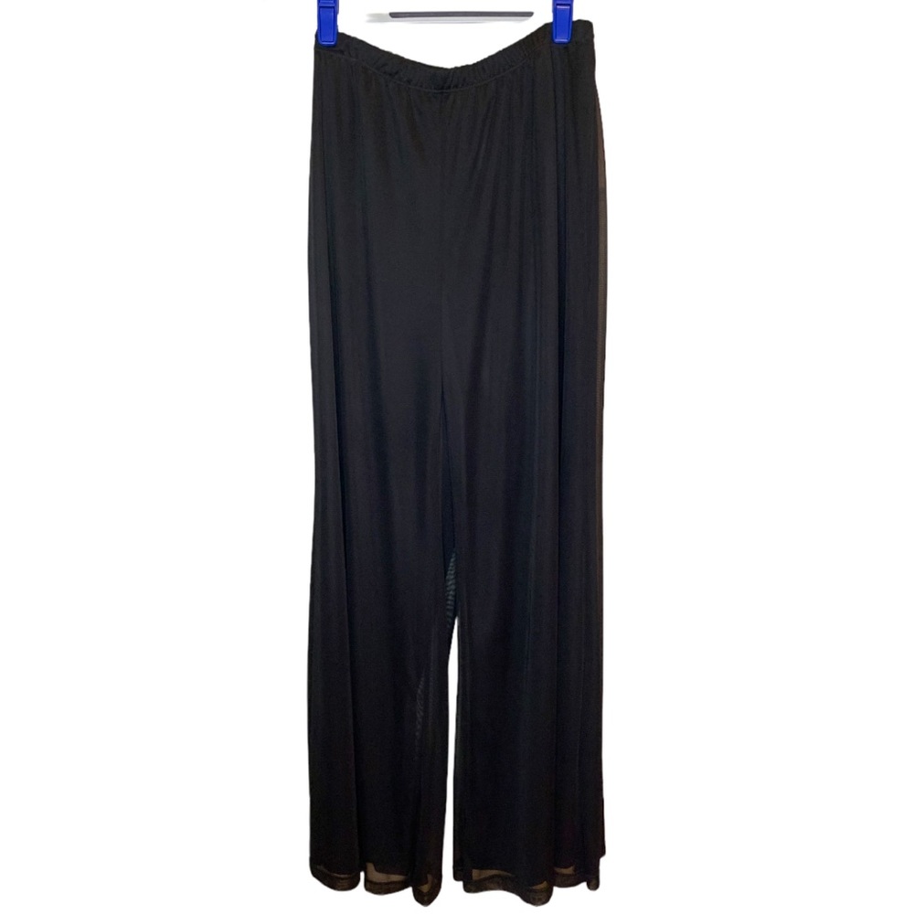 Larry S. Levine SP black lined sheer palazzo formal dress pants…